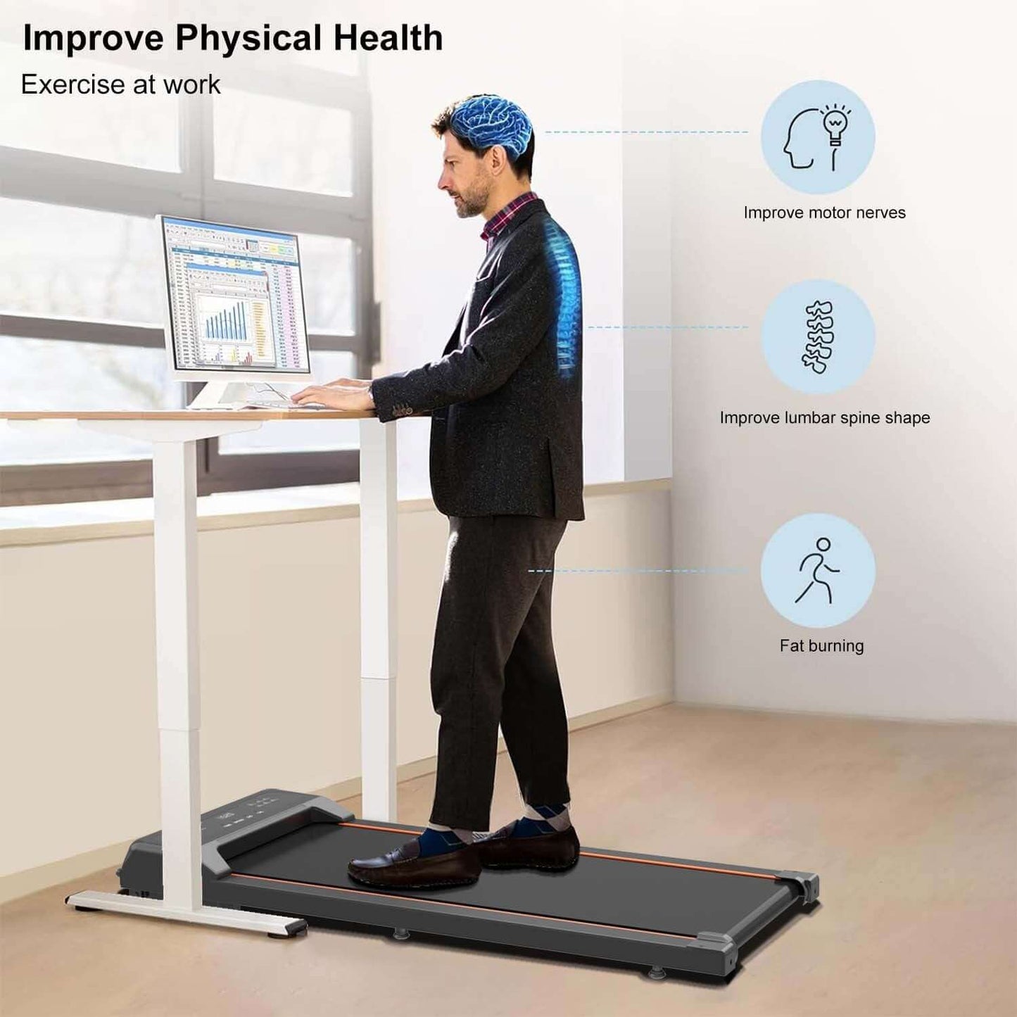 Under Desk Treadmill – Walking Pad with LED Display & Remote Control