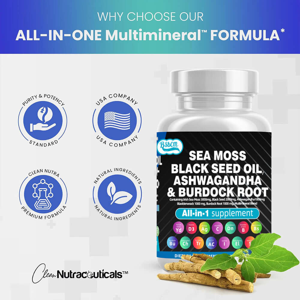 Sea Moss MultiMineral Capsules – 60ct with Black Seed & Herbs