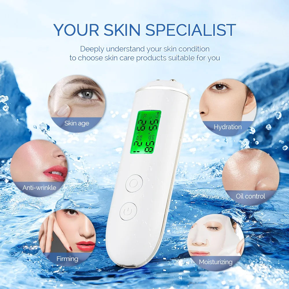 Skin Moisture Detector Face Skin Moisture&Oil Content Skin Analyzer Elastic Skin Age Test Meter Fluorescent Agent Detector