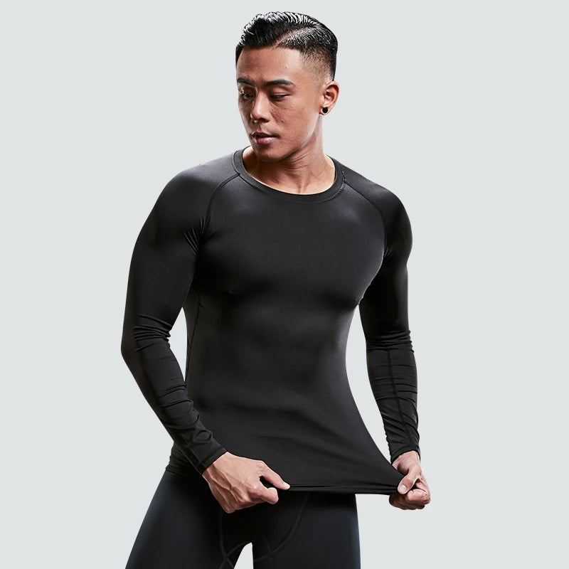 Fitness Clothes: Tights Men'S Quick-Drying Long-Sleeved Sports Underwear Suit Football Training Basketball Base Ski Four Seasons