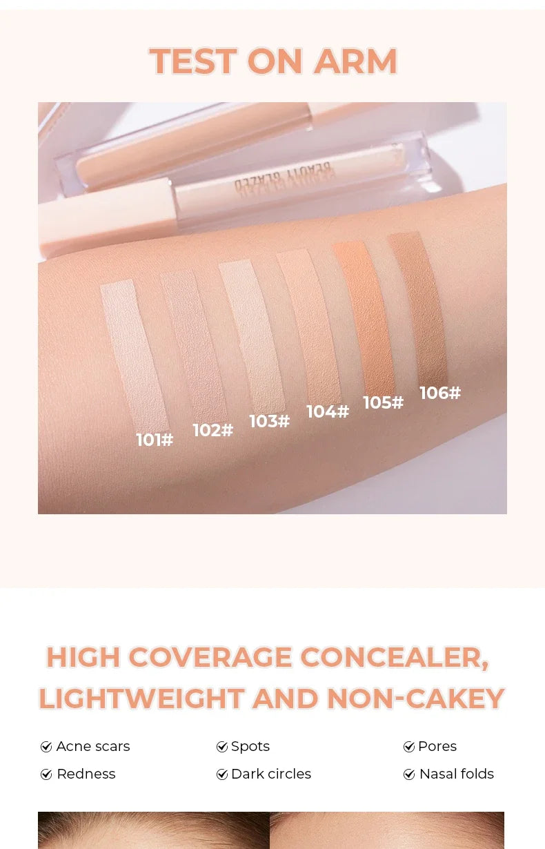 BEAUTY GLAZED Full Coverage Concealer,Lightweight,Long Lasting,Corrects, Covers, Hydrates, Highlights, Satin Finish,All-Day Wear