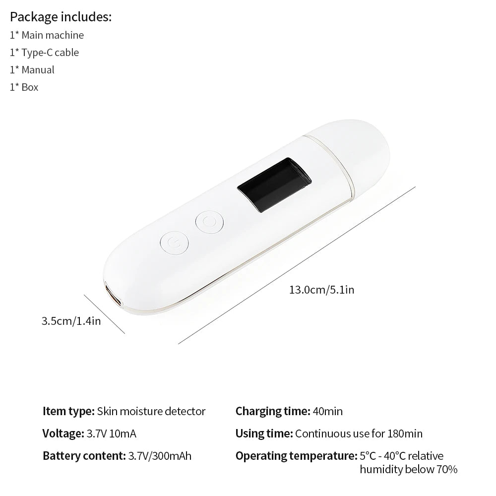Skin Moisture Detector Face Skin Moisture&Oil Content Skin Analyzer Elastic Skin Age Test Meter Fluorescent Agent Detector