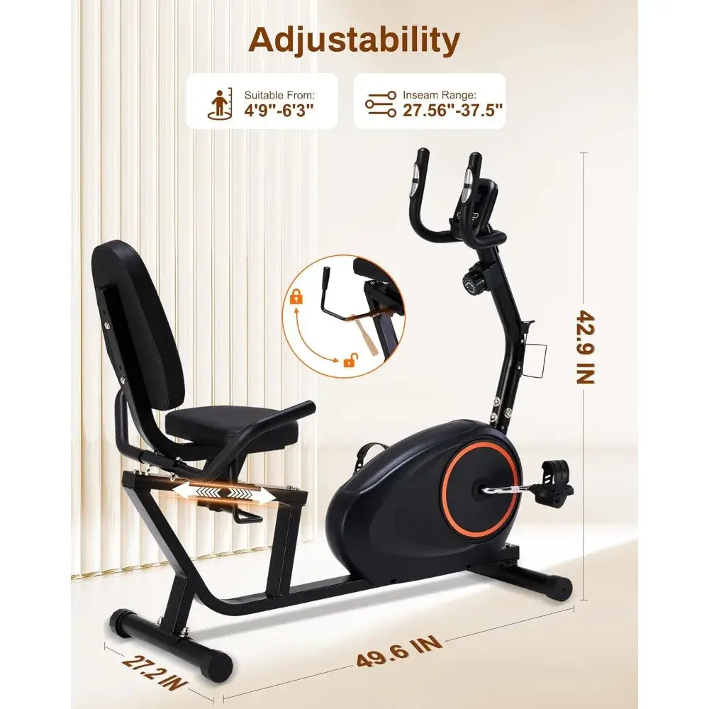 Recumbent Exercise Bike – 400LB Capacity, Quiet & Adjustable