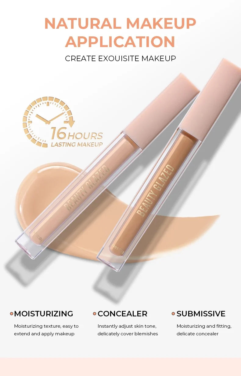 BEAUTY GLAZED Full Coverage Concealer,Lightweight,Long Lasting,Corrects, Covers, Hydrates, Highlights, Satin Finish,All-Day Wear