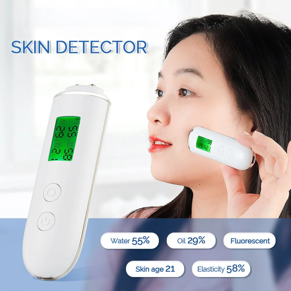 Skin Moisture Detector Face Skin Moisture&Oil Content Skin Analyzer Elastic Skin Age Test Meter Fluorescent Agent Detector
