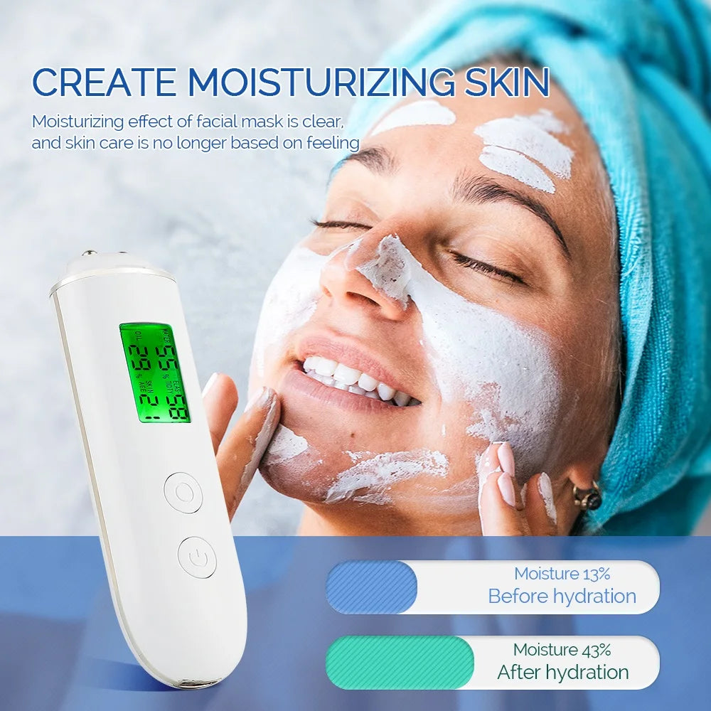 Skin Moisture Detector Face Skin Moisture&Oil Content Skin Analyzer Elastic Skin Age Test Meter Fluorescent Agent Detector