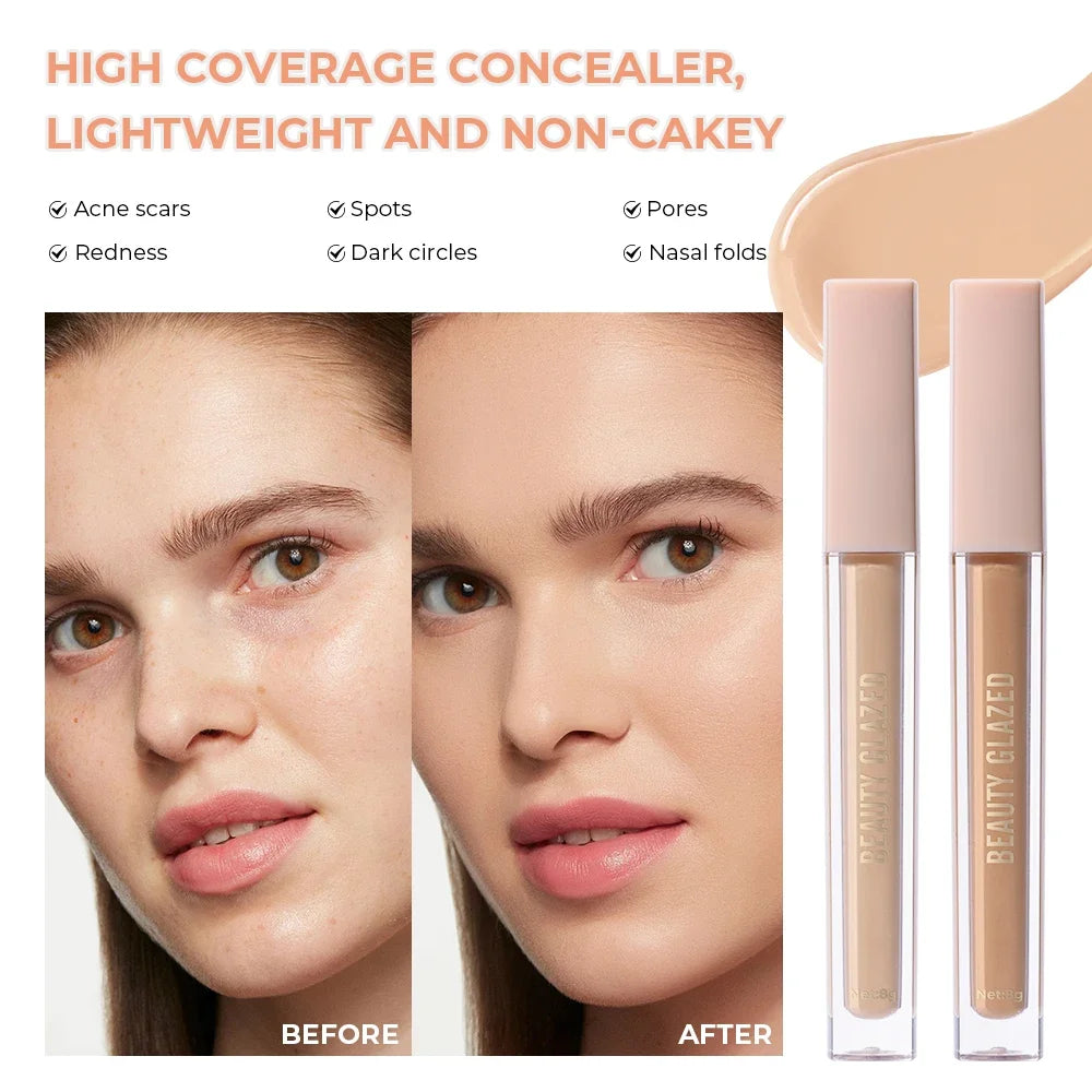 BEAUTY GLAZED Full Coverage Concealer,Lightweight,Long Lasting,Corrects, Covers, Hydrates, Highlights, Satin Finish,All-Day Wear