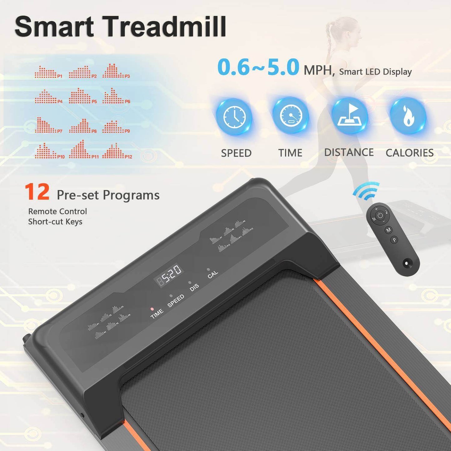 Under Desk Treadmill – Walking Pad with LED Display & Remote Control