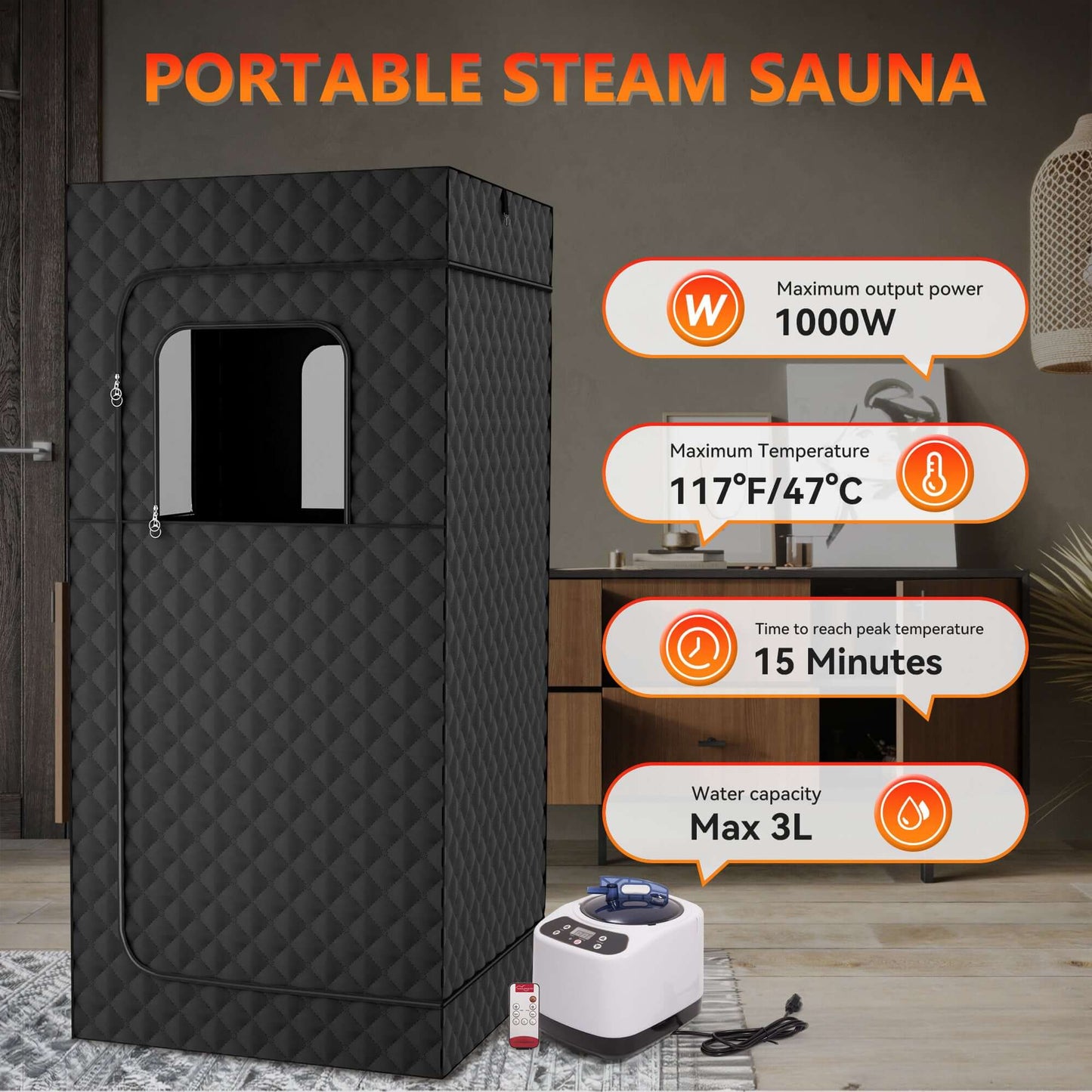 Portable Sauna Room – Home Steam Spa with Remote Control & Fast Heating