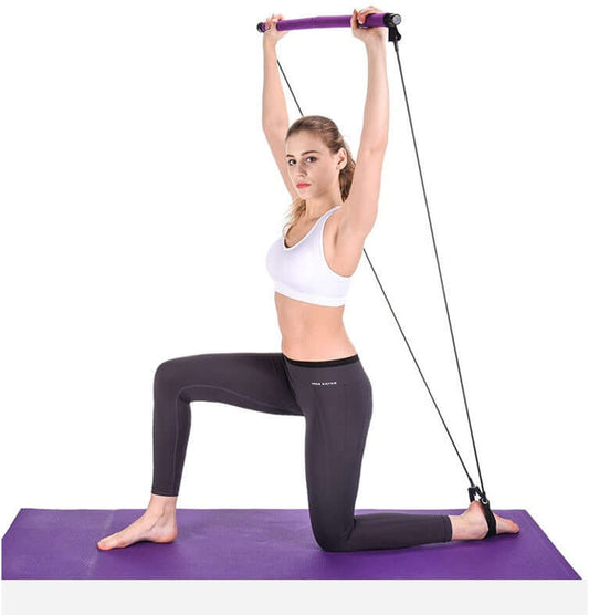 Yoga & CrossFit Resistance Bands – Pilates Bar & Pull Rope Set