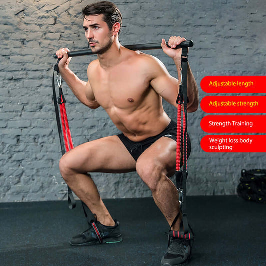 Adjustable Workout Trainer Bar – Full-Body Resistance Band System
