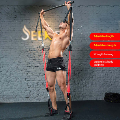 Adjustable Workout Trainer Bar – Full-Body Resistance Band System