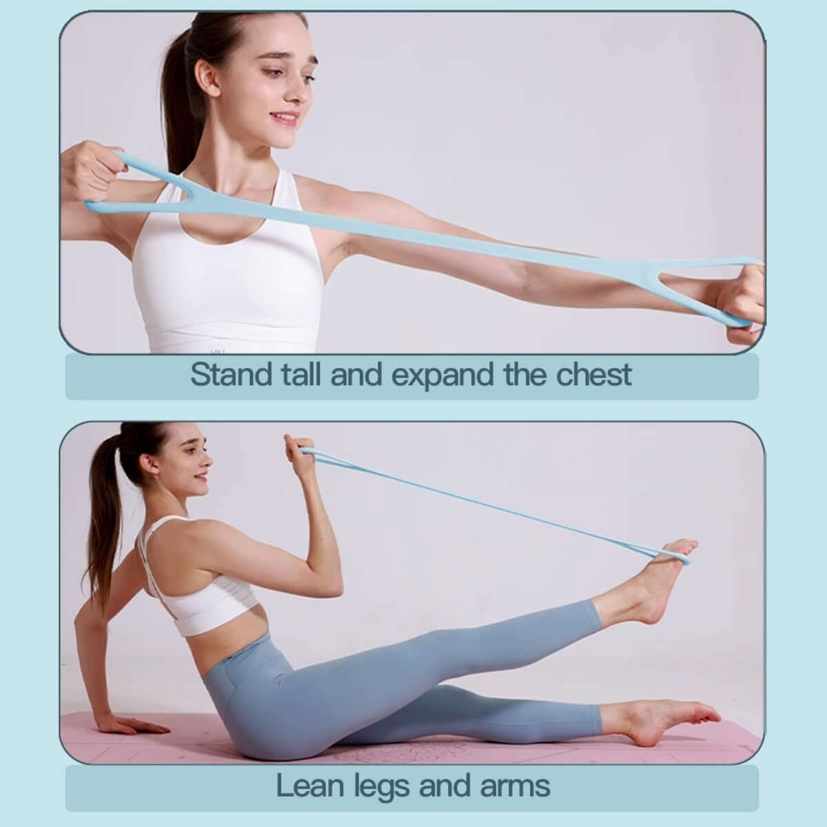 8-Character Silicone Yoga Bands Set – Light, Medium & Heavy