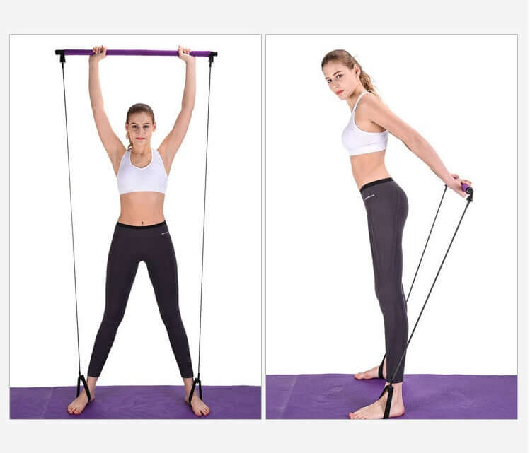 Yoga & CrossFit Resistance Bands – Pilates Bar & Pull Rope Set