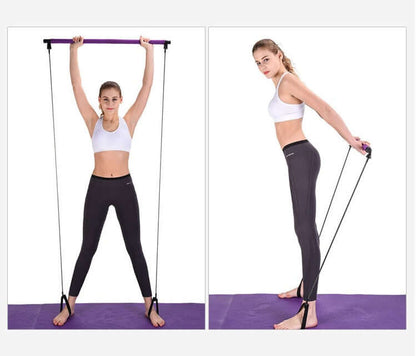 Yoga & CrossFit Resistance Bands – Pilates Bar & Pull Rope Set