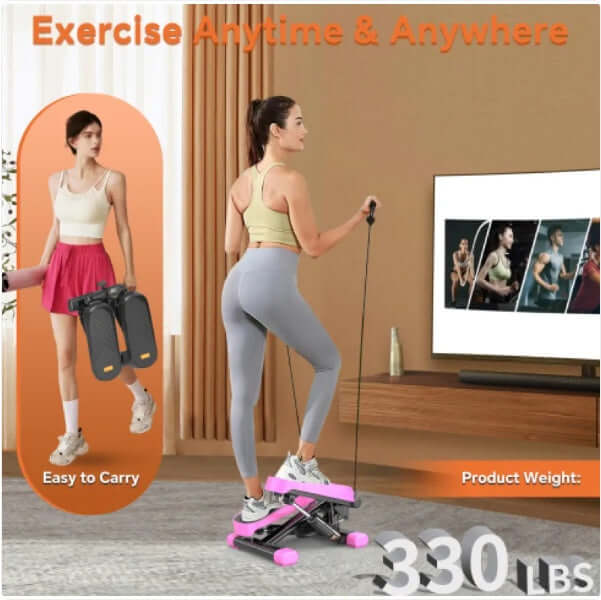 Mini Stepper with Resistance Bands & LCD Monitor – 330 lbs Capacity