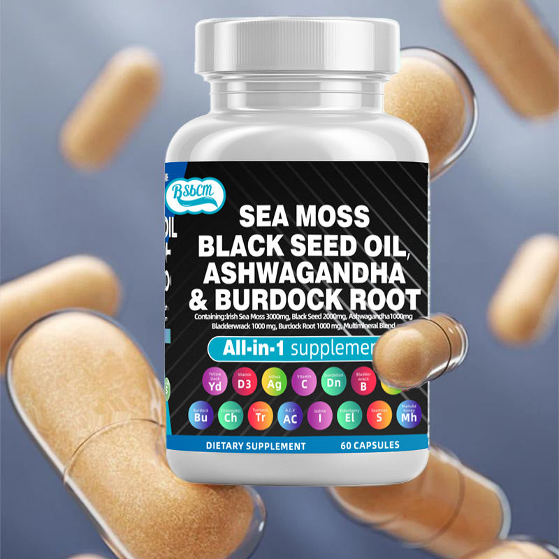 Sea Moss Fitness Burdock Multi-Mineral Vitamin Edible Supplement  Dietary, Healthcare 60 Count