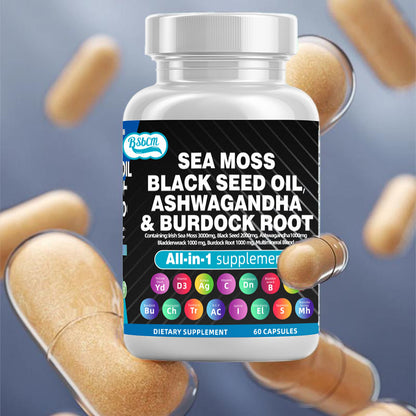 Sea Moss Fitness Burdock Multi-Mineral Vitamin Edible Supplement  Dietary, Healthcare 60 Count