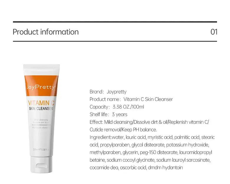 JoyPretty Vitamin C Whitening Skincare Set – 5PCS Korean Kit