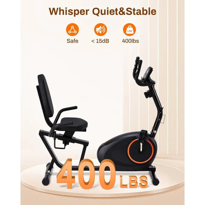 Recumbent Exercise Bike – 400LB Capacity, Quiet & Adjustable