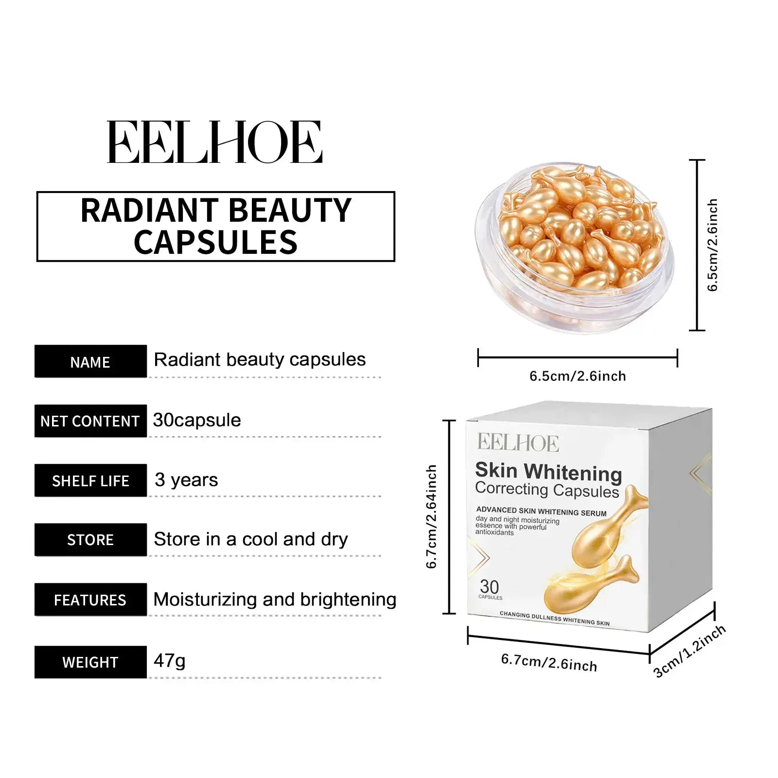 Vitamin E Brightening Capsules – Face & Body Serum (30–90pcs)