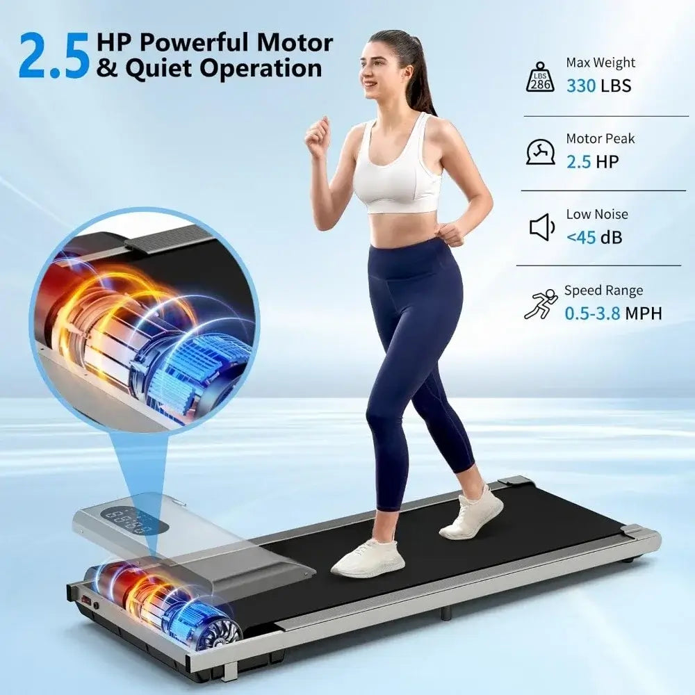 Walking Pad Treadmill 330lb Capacity – Portable Under Desk LED
