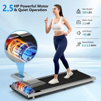 Walking Pad Treadmill 330lb Capacity – Portable Under Desk LED