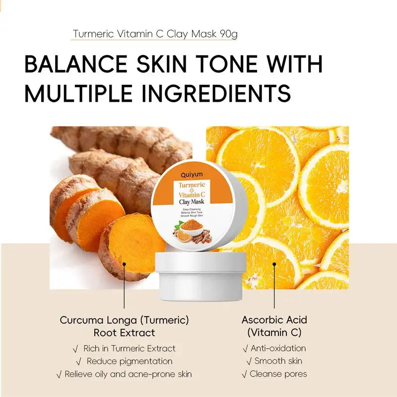 Turmeric & Vitamin C Mud Mask – Clarifies & Fights Acne