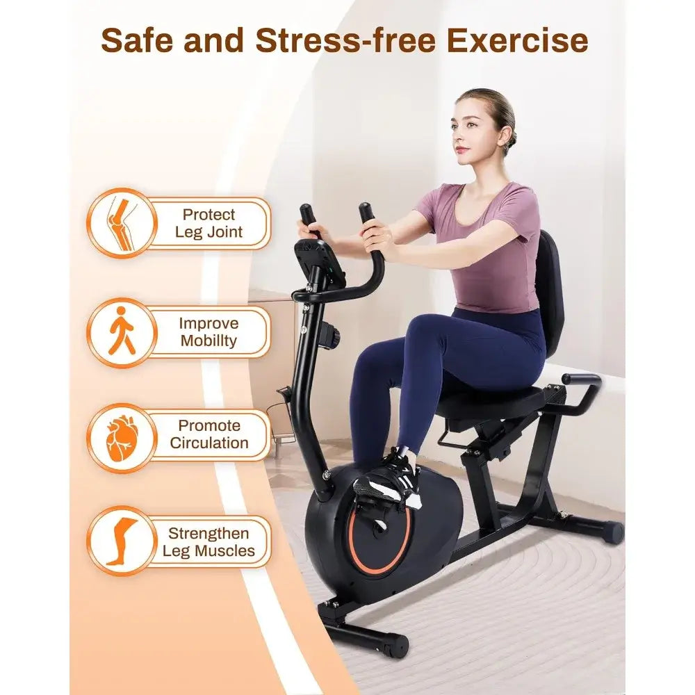 Recumbent Exercise Bike – 400LB Capacity, Quiet & Adjustable