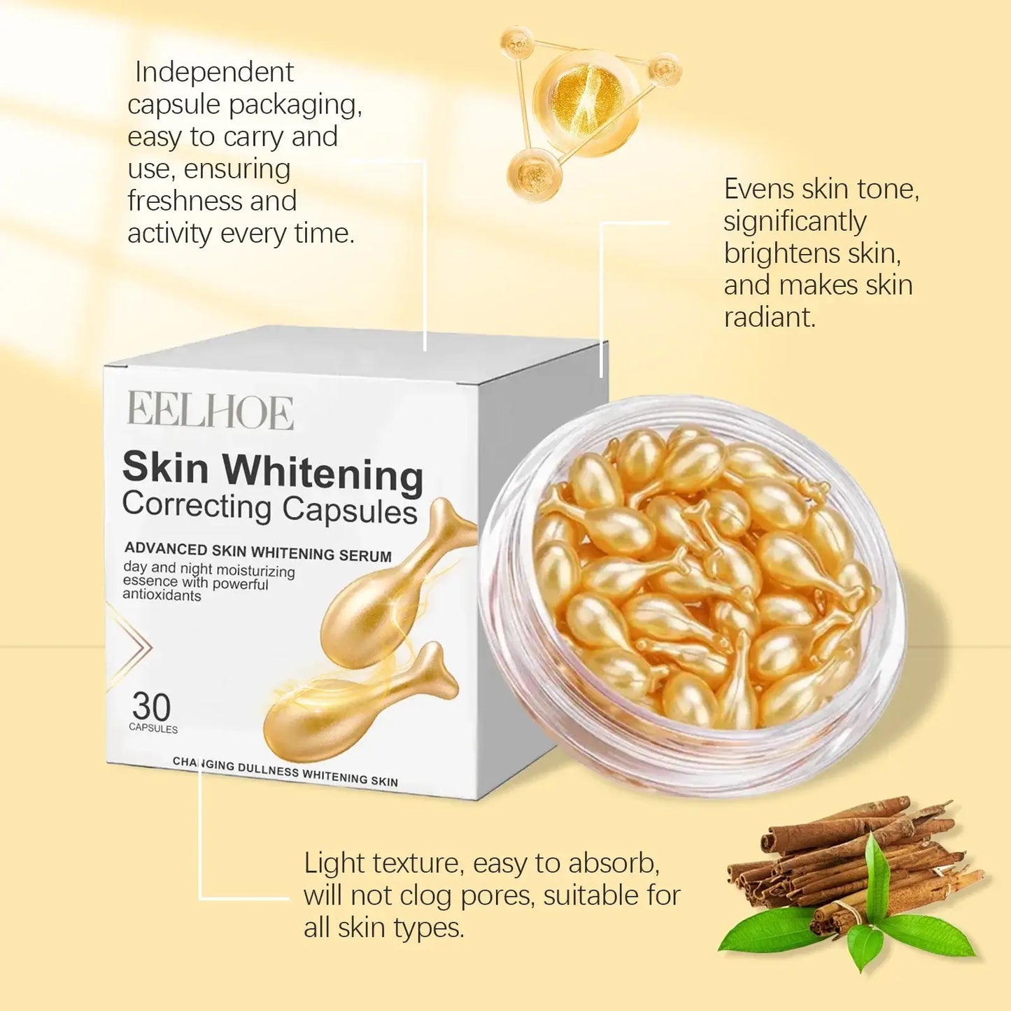 Vitamin E Brightening Capsules – Face & Body Serum (30–90pcs)