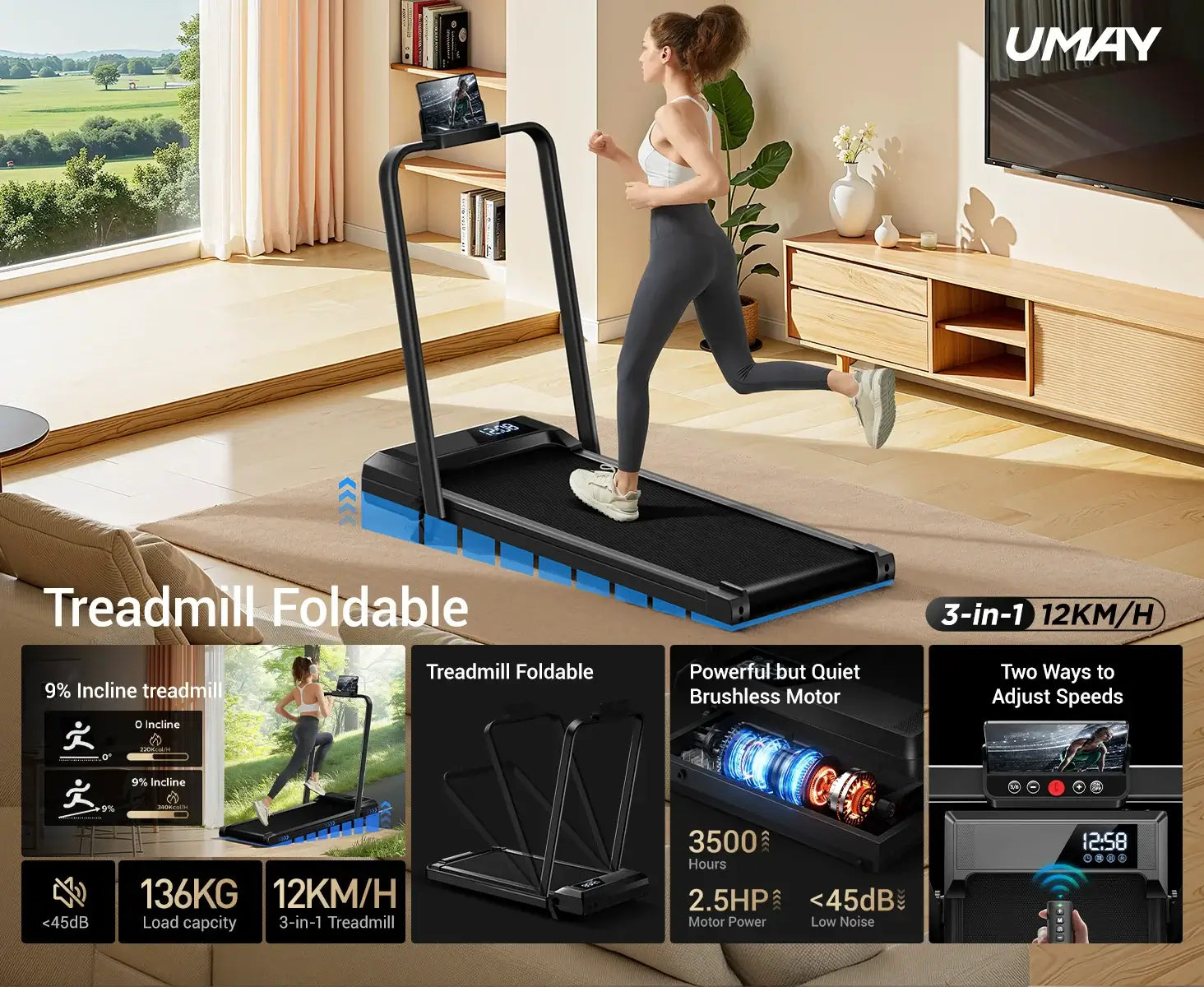 Walking Pad Treadmill – Lightweight Under-Desk with LED Display