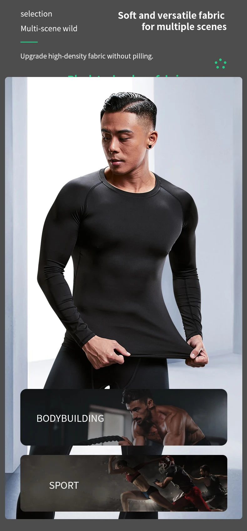 Fitness Clothes: Tights Men'S Quick-Drying Long-Sleeved Sports Underwear Suit Football Training Basketball Base Ski Four Seasons