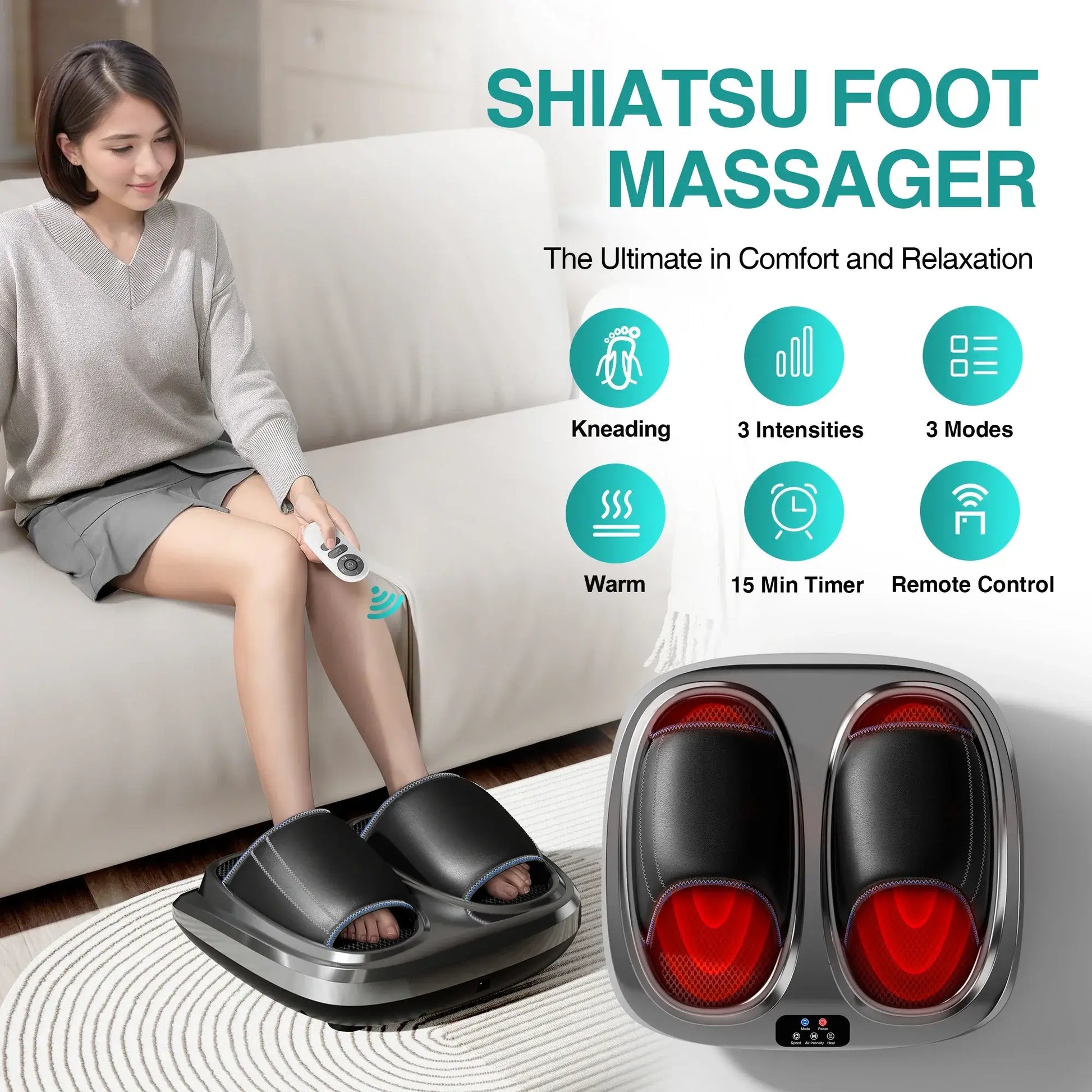 Foot Massager with Heat – Kneading & Rolling Therapy for Feet