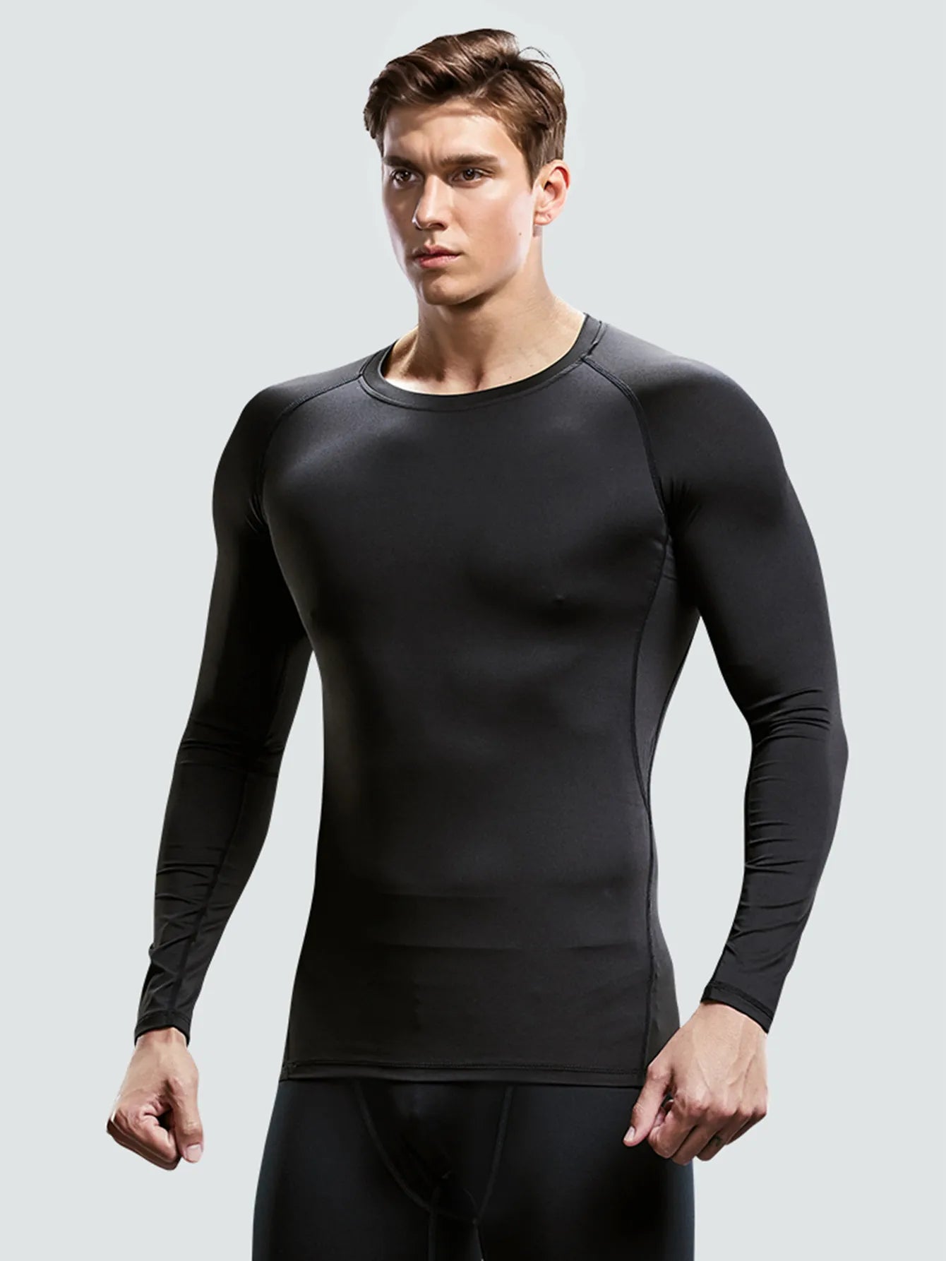 Fitness Clothes: Tights Men'S Quick-Drying Long-Sleeved Sports Underwear Suit Football Training Basketball Base Ski Four Seasons