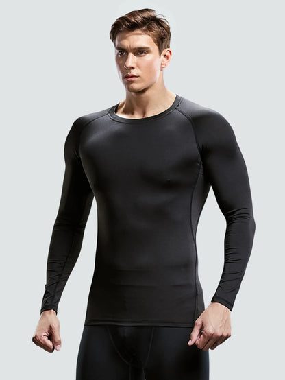 Fitness Clothes: Tights Men'S Quick-Drying Long-Sleeved Sports Underwear Suit Football Training Basketball Base Ski Four Seasons