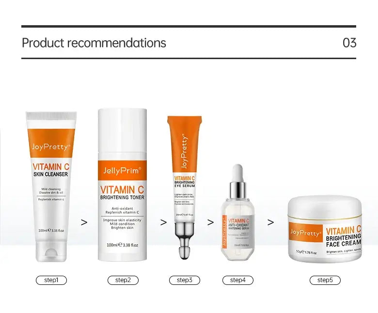 JoyPretty Vitamin C Whitening Skincare Set – 5PCS Korean Kit