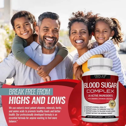 Vitamin C, Vitamin E Supplement, Blood Sugar Complex, Supports Heart Health, Overall Health and Immune System, 60 Capsules