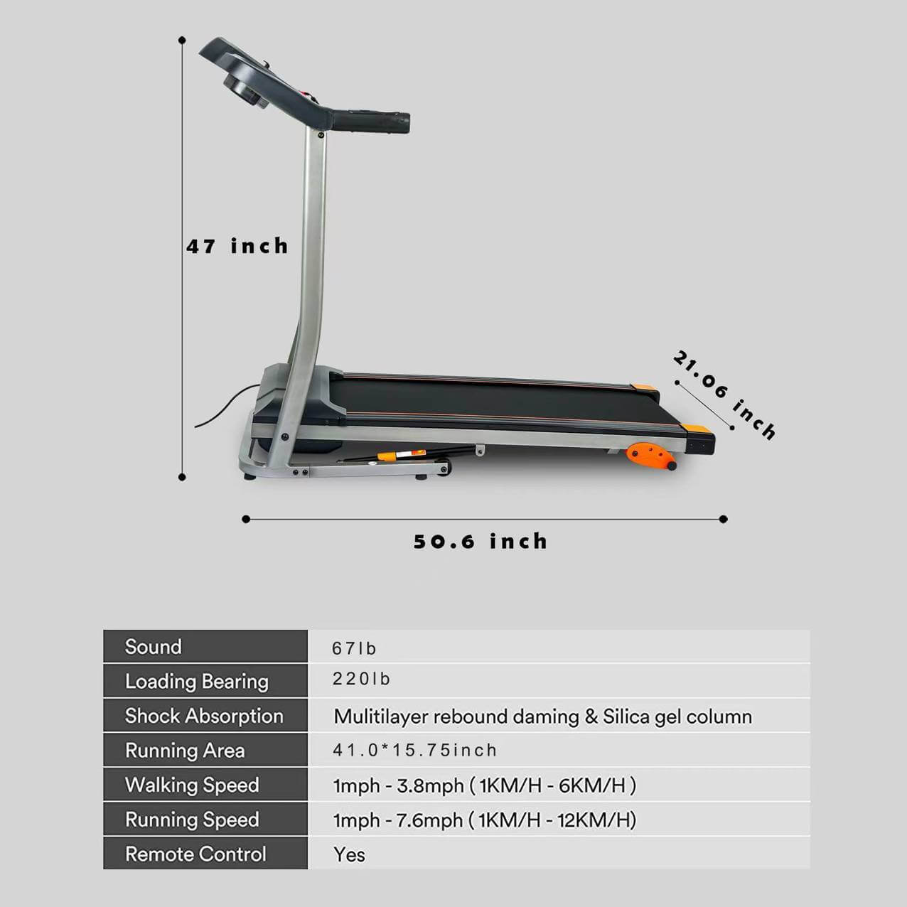 Folding Treadmill with LCD – Walking & Running Cardio Machine