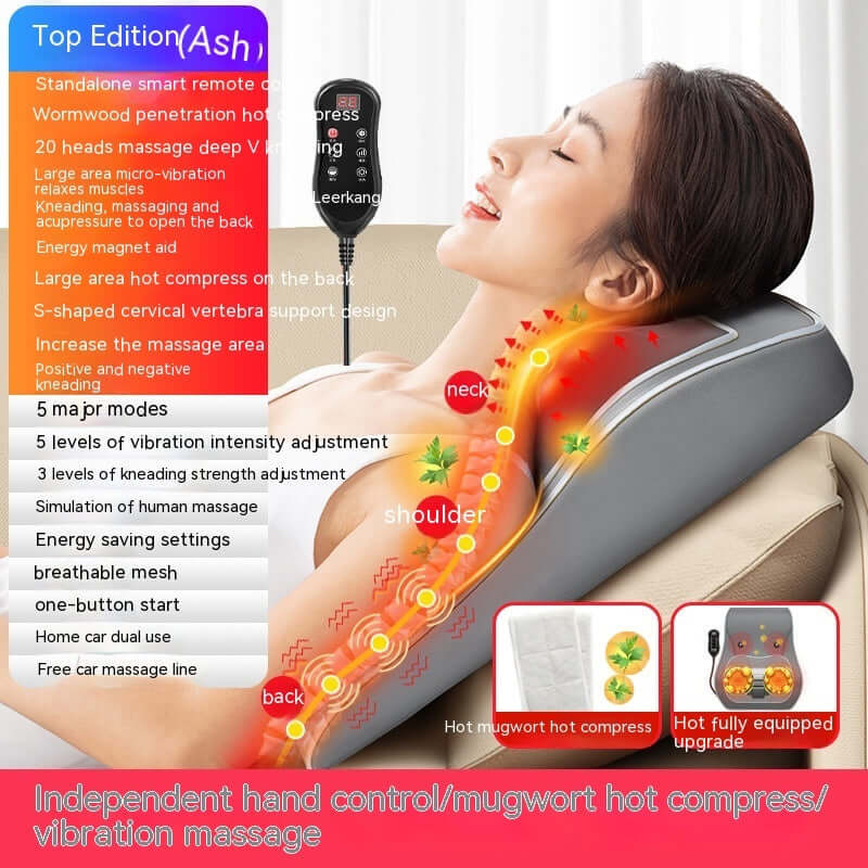Neck & Lumbar Massager Cushion – Back & Spine Kneading Pillow